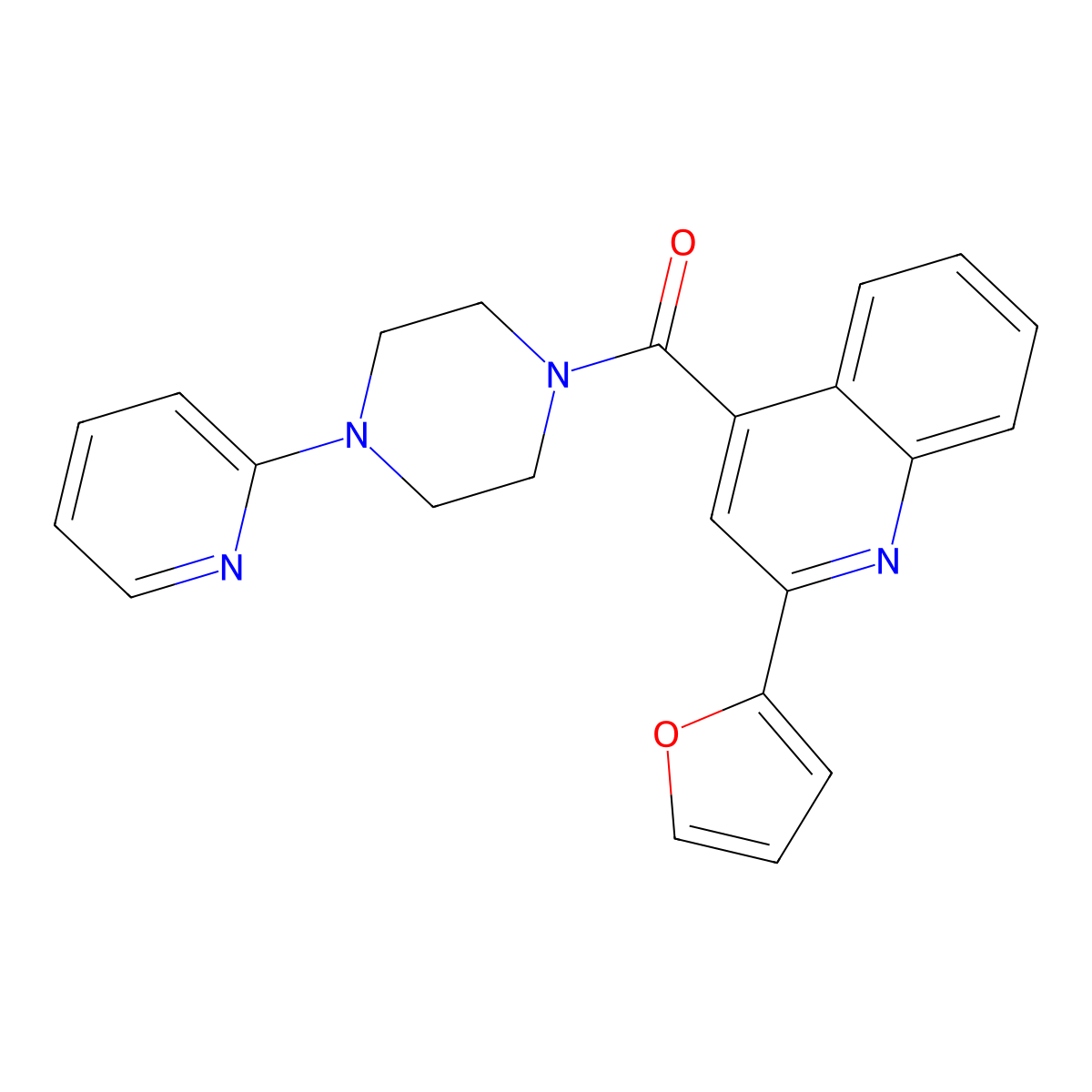 (2-(Furan-2-yl)quinolin-4-yl)(4-(pyridin-2-yl)piperazin-1-yl)methanone molecular structure, CAS 1144477-49-5