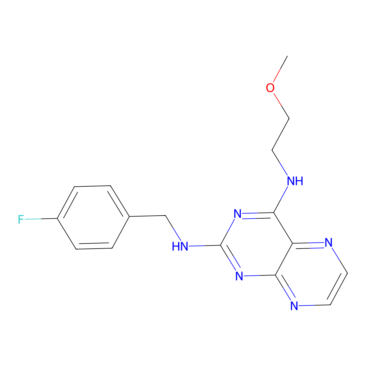 [(4-Fluorophenyl)methyl]{4-[(2-methoxyethyl)amino]pteridin-2-yl}amine molecular structure, CAS 1144477-91-7