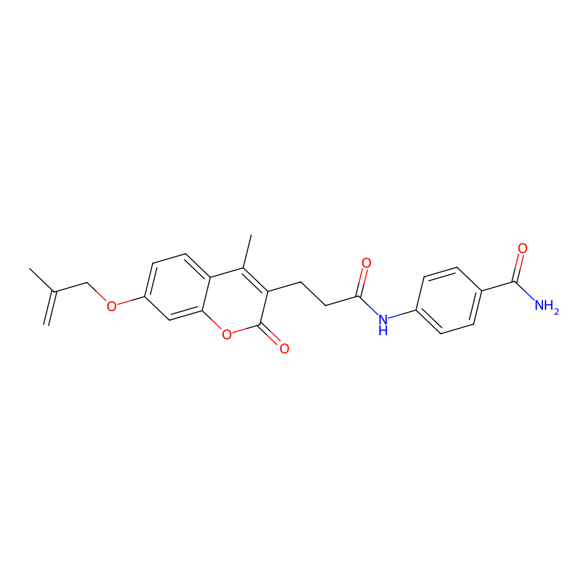 4-[(3-{4-methyl-7-[(2-methylprop-2-en-1-yl)oxy]-2-oxo-2H-chromen-3-yl}propanoyl)amino]benzamide molecular structure, CAS 1144477-93-9