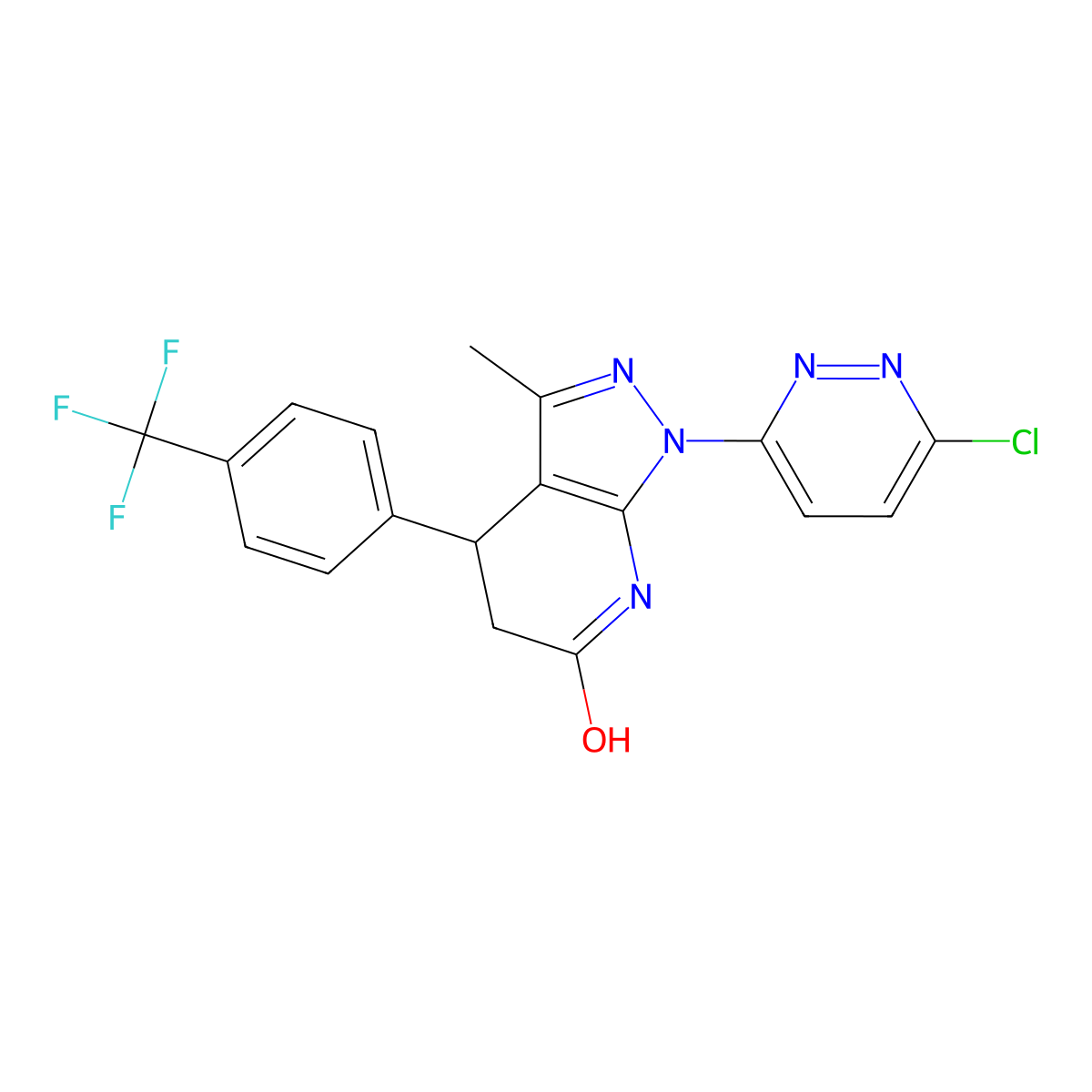1-(6-chloropyridazin-3-yl)-3-methyl-4-(4-(trifluoromethyl)phenyl)-4,5-dihydro-1H-pyrazolo[3,4-b]pyridin-6(7H)-one molecular structure, CAS 1144478-03-4
