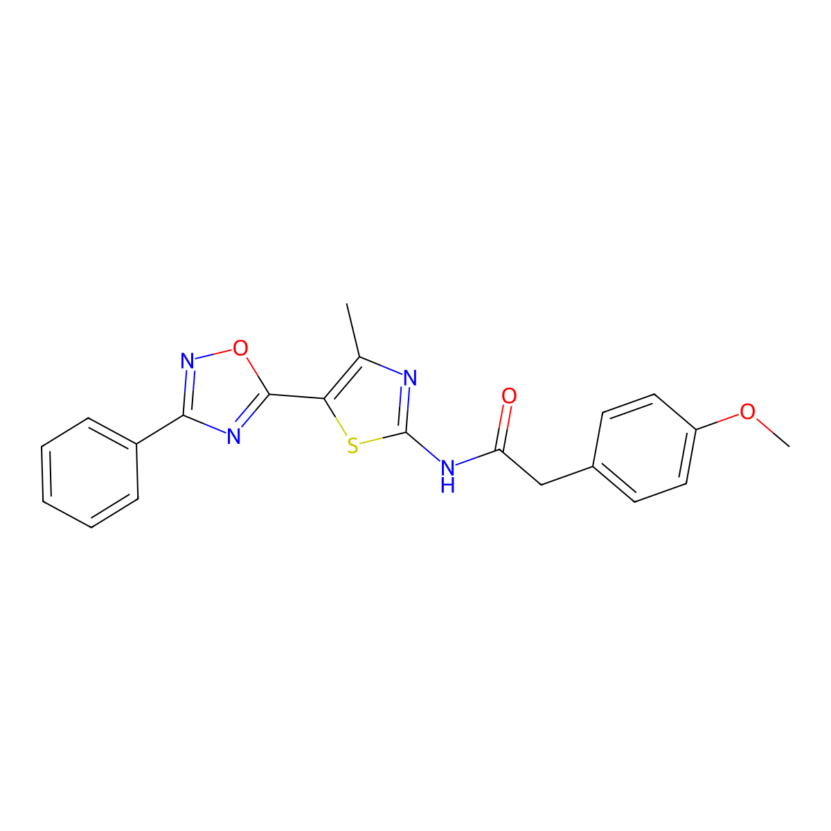 2-(4-methoxyphenyl)-N-[(2Z)-4-methyl-5-(3-phenyl-1,2,4-oxadiazol-5-yl)-1,3-thiazol-2(3H)-ylidene]acetamide molecular structure, CAS 1144478-33-0