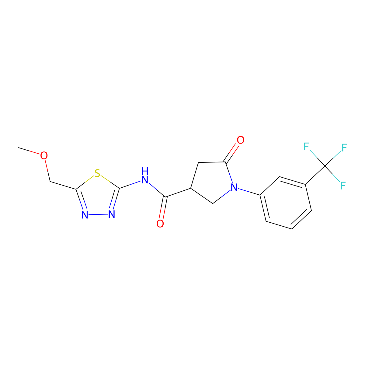 N-[(2E)-5-(methoxymethyl)-1,3,4-thiadiazol-2(3H)-ylidene]-5-oxo-1-[3-(trifluoromethyl)phenyl]pyrrolidine-3-carboxamide molecular structure, CAS 1144478-34-1