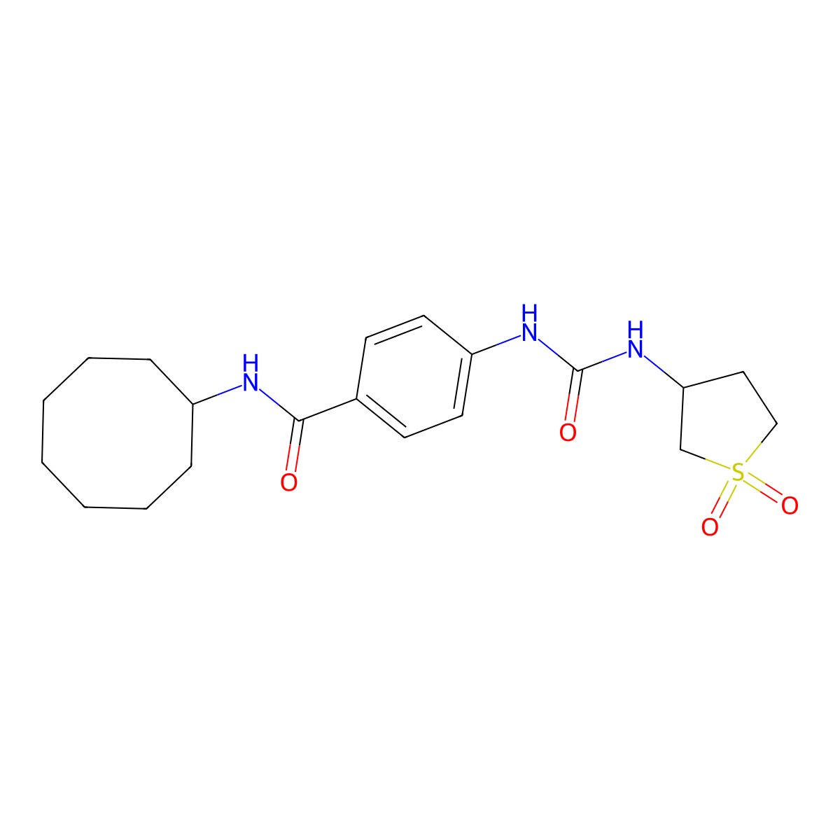 N-cyclooctyl-4-{[(1,1-dioxidotetrahydrothiophen-3-yl)carbamoyl]amino}benzamide molecular structure, CAS 1144478-39-6