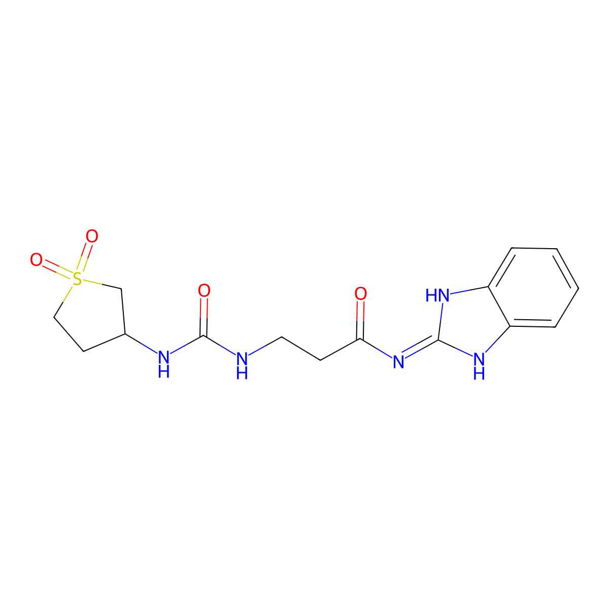 N-(1H-benzo[d]imidazol-2-yl)-3-(3-(1,1-dioxidotetrahydrothiophen-3-yl)ureido)propanamide molecular structure, CAS 1144478-44-3