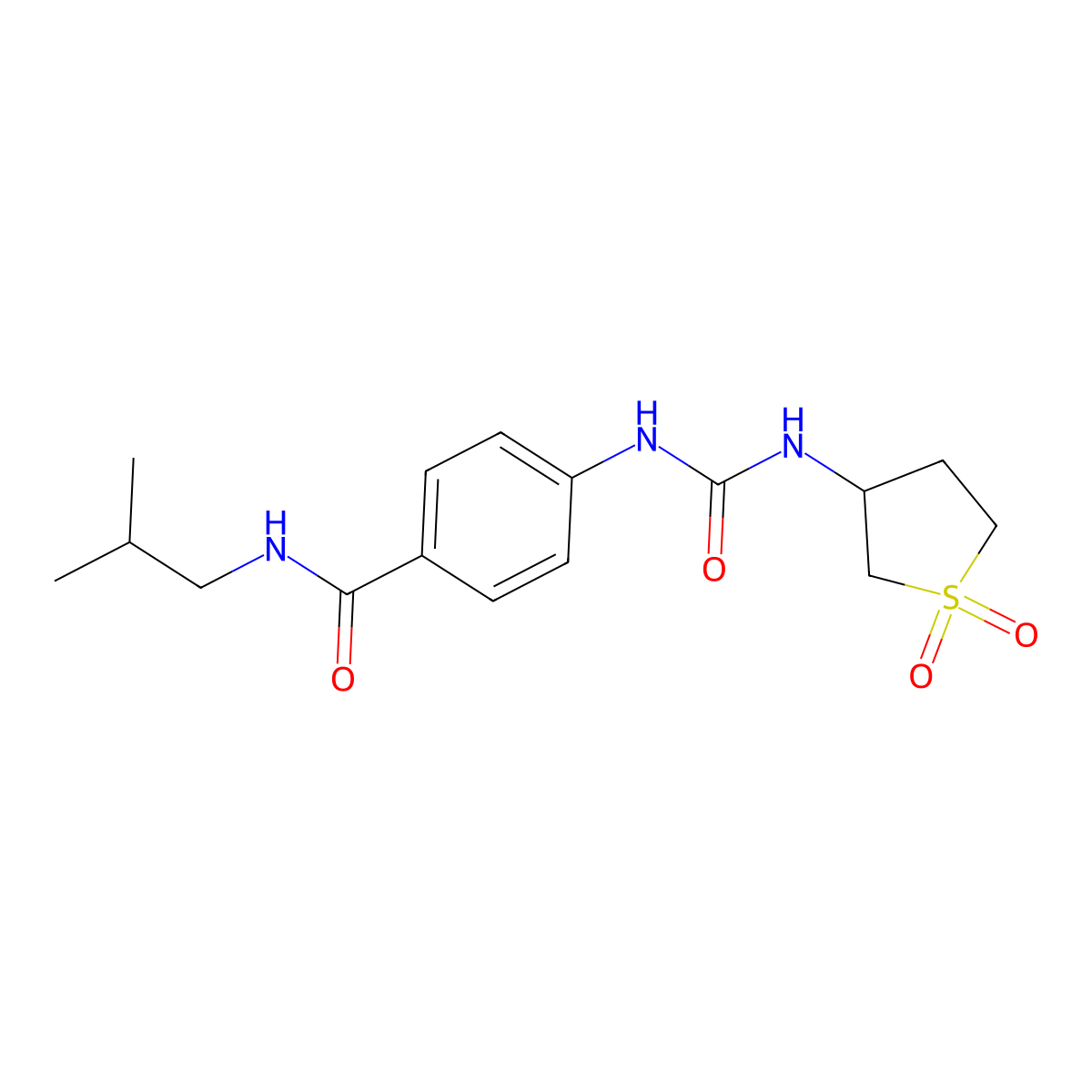 4-{[(1,1-dioxidotetrahydrothiophen-3-yl)carbamoyl]amino}-N-(2-methylpropyl)benzamide molecular structure, CAS 1144478-50-1