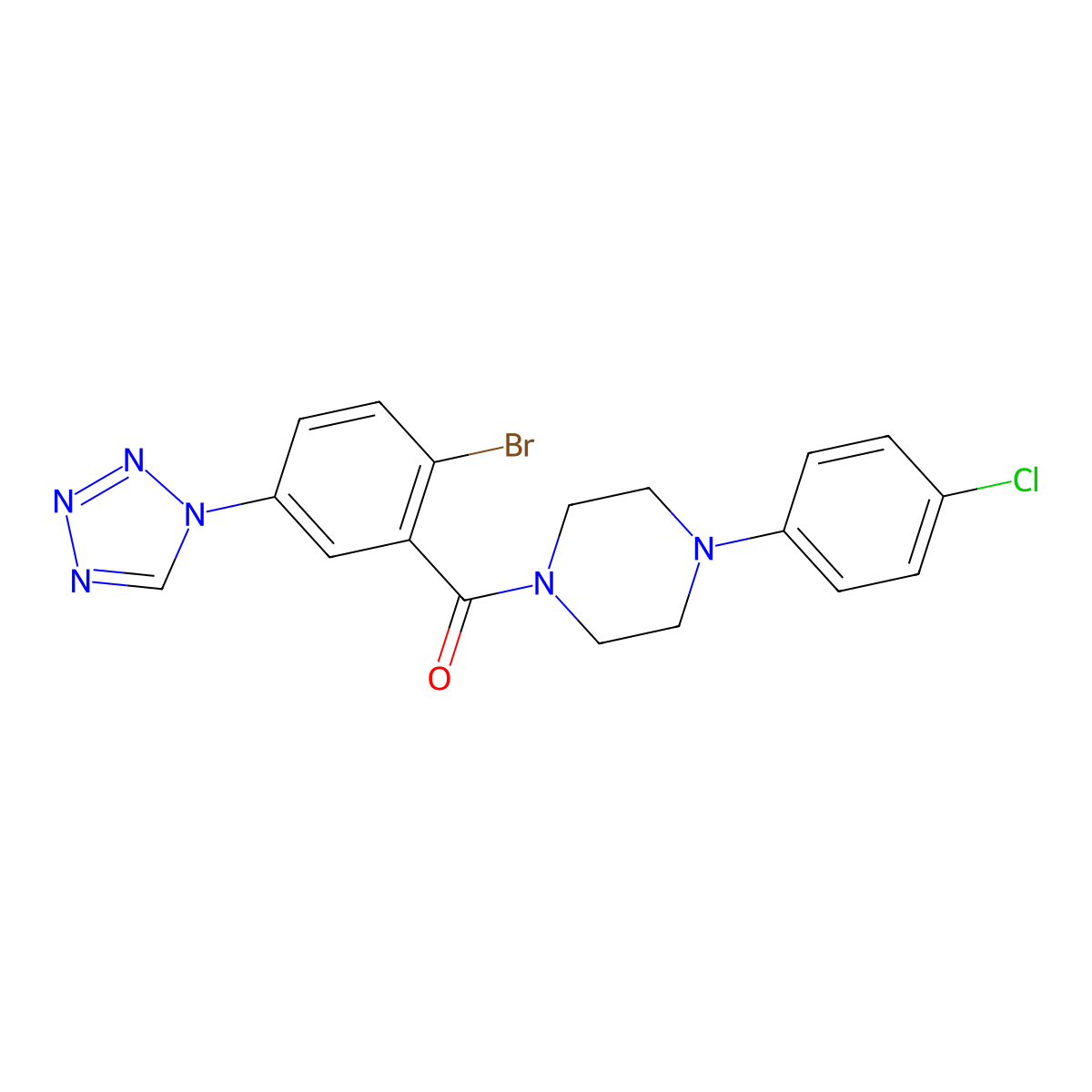 [2-bromo-5-(1H-tetrazol-1-yl)phenyl][4-(4-chlorophenyl)piperazin-1-yl]methanone molecular structure, CAS 1144478-51-2