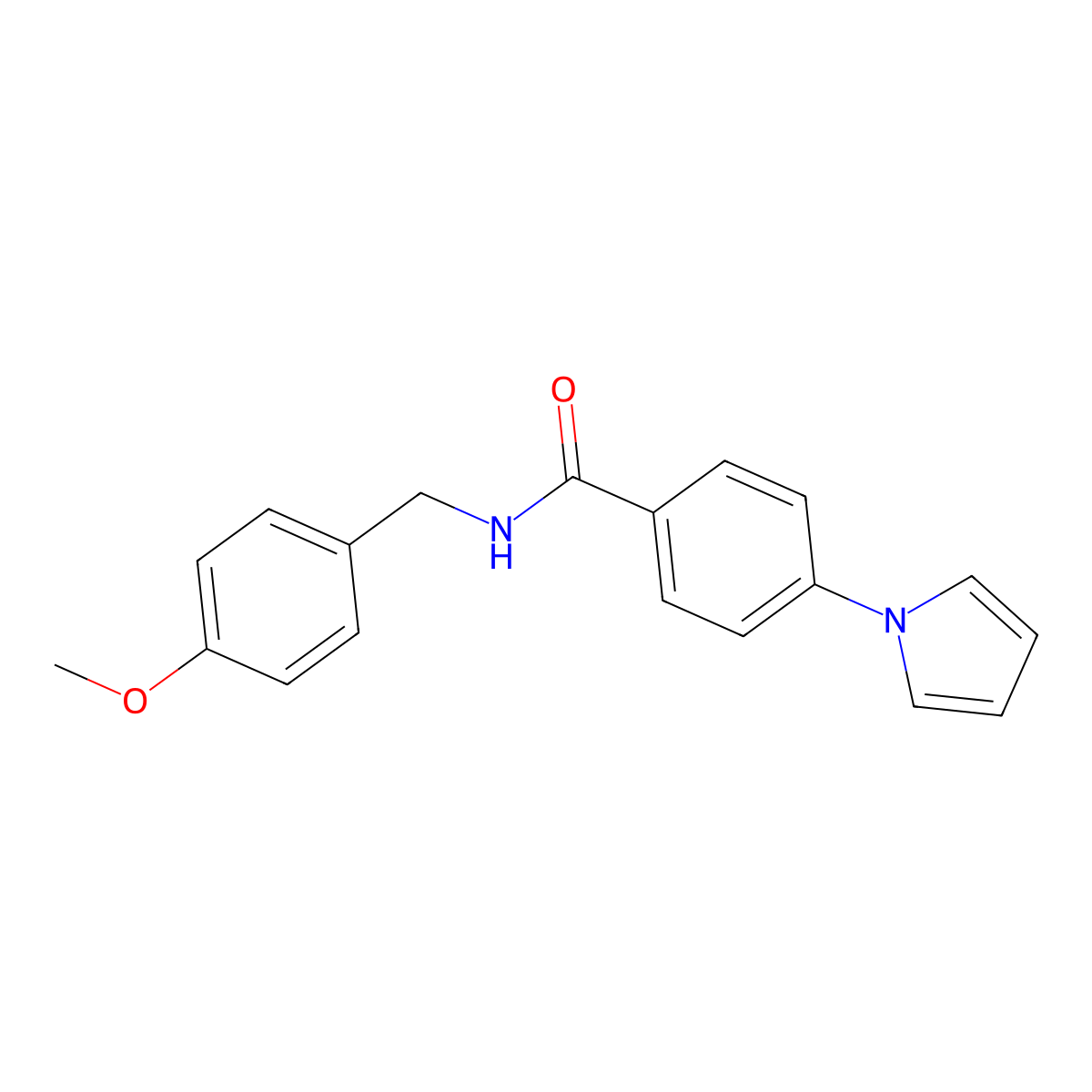 N-(4-methoxybenzyl)-4-(1H-pyrrol-1-yl)benzamide molecular structure, CAS 1144478-55-6