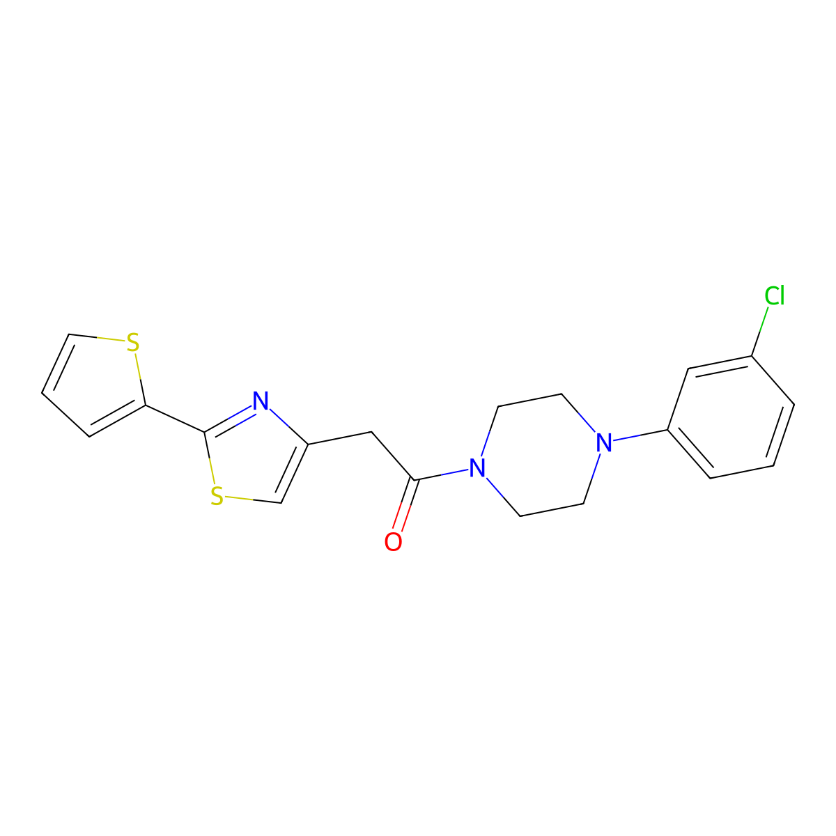 1-[4-(3-Chlorophenyl)piperazin-1-yl]-2-[2-(thiophen-2-yl)-1,3-thiazol-4-yl]ethanone molecular structure, CAS 1144478-57-8
