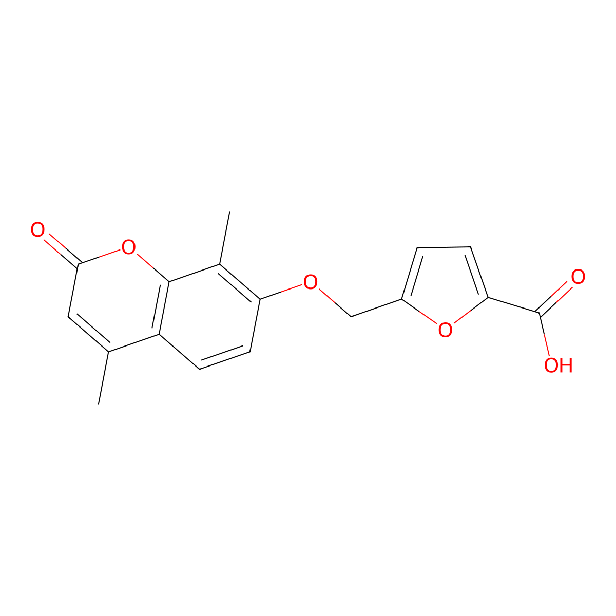 5-{[(4,8-dimethyl-2-oxo-2H-chromen-7-yl)oxy]methyl}-2-furoic acid molecular structure, CAS 1144478-76-1
