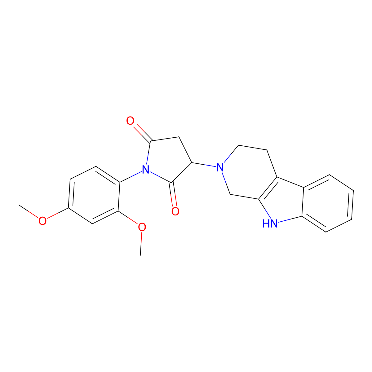 1-(2,4-dimethoxyphenyl)-3-(1,3,4,9-tetrahydro-2H-beta-carbolin-2-yl)pyrrolidine-2,5-dione molecular structure, CAS 1144478-79-4