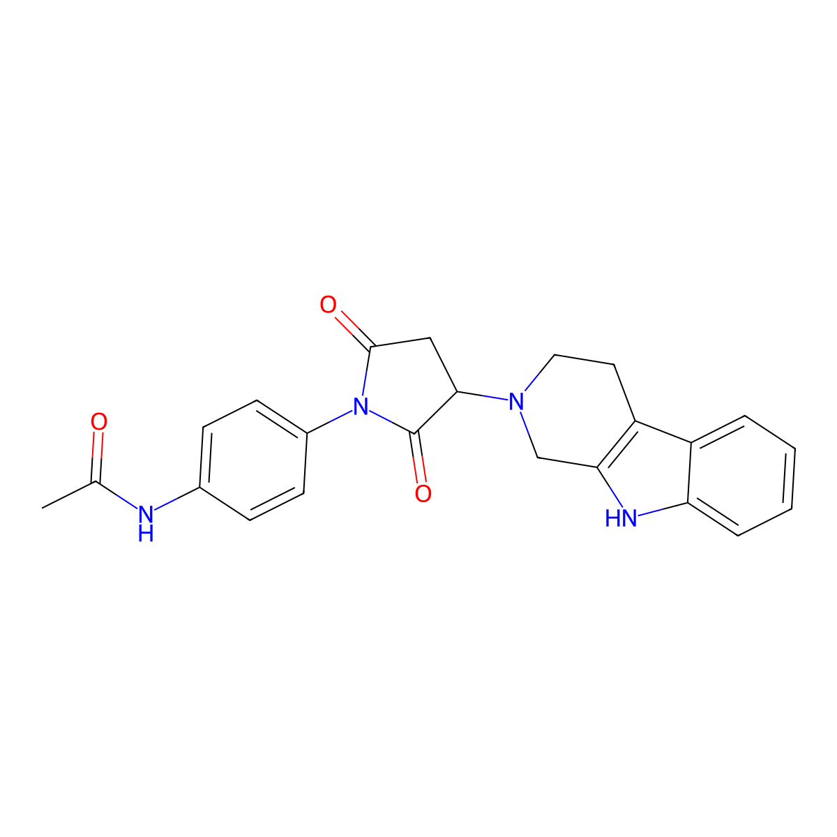 N~1~-{4-[2,5-dioxo-3-(1,3,4,9-tetrahydro-2H-beta-carbolin-2-yl)-1-pyrrolidinyl]phenyl}acetamide molecular structure, CAS 1144478-86-3