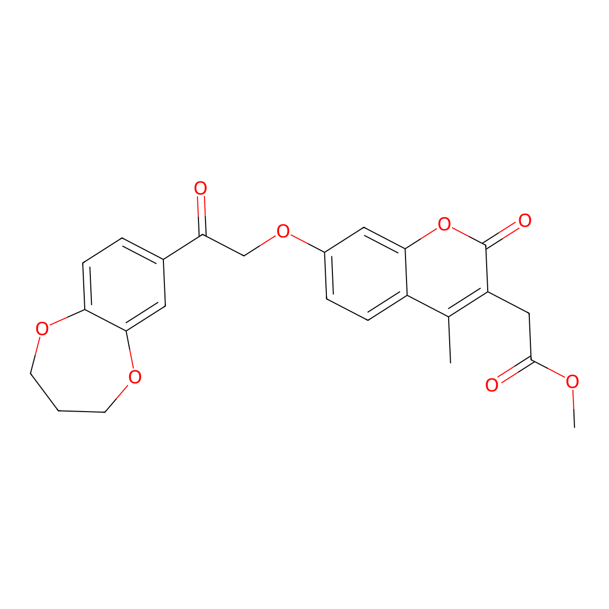 methyl {7-[2-(3,4-dihydro-2H-1,5-benzodioxepin-7-yl)-2-oxoethoxy]-4-methyl-2-oxo-2H-chromen-3-yl}acetate molecular structure, CAS 1144478-90-9