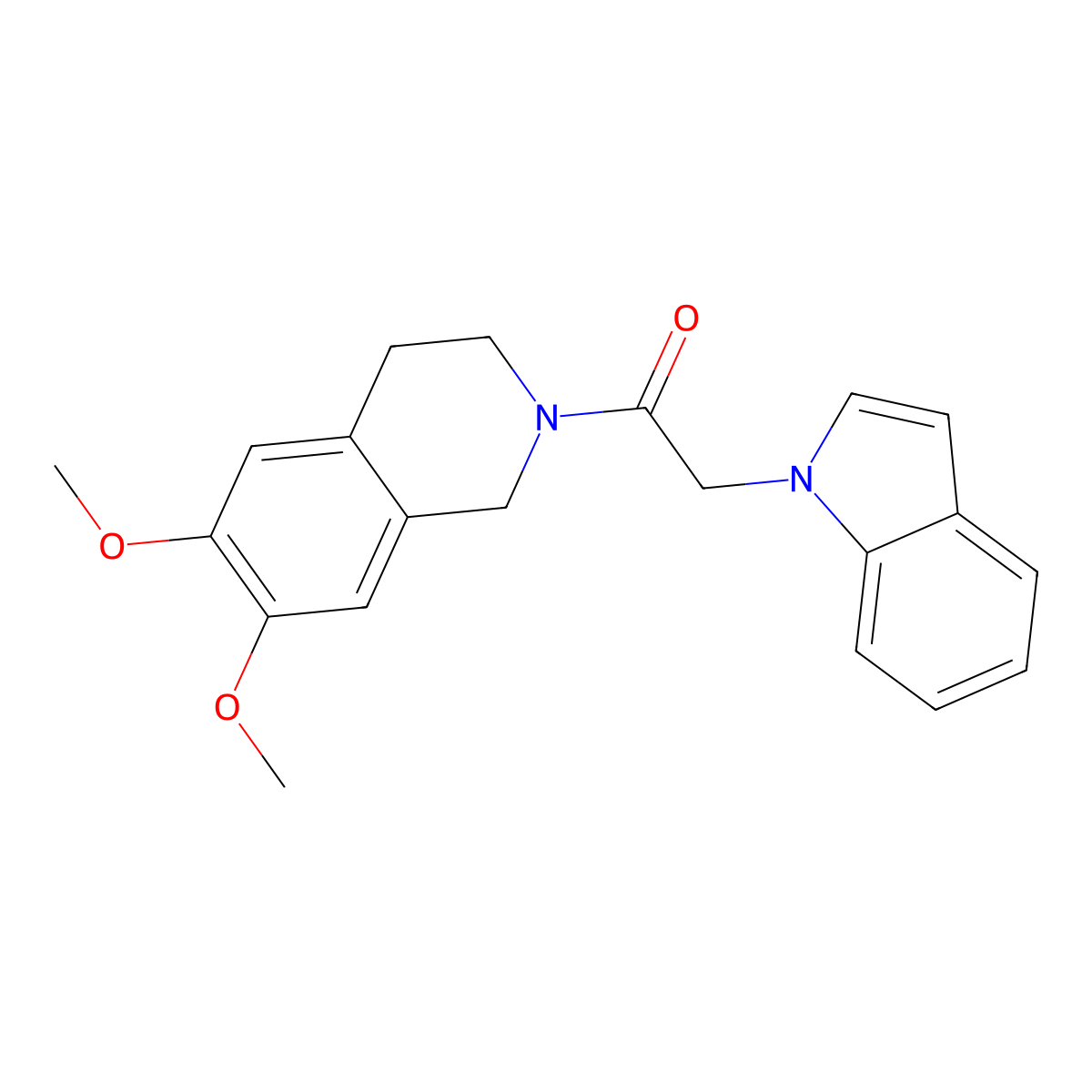 1-(6,7-dimethoxy-3,4-dihydroisoquinolin-2(1H)-yl)-2-(1H-indol-1-yl)ethanone molecular structure, CAS 1144479-17-3