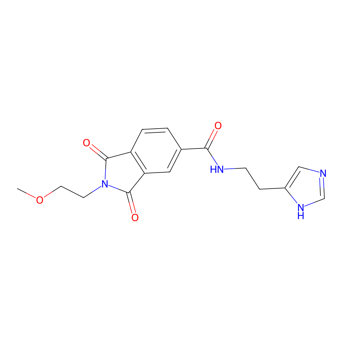 N-[2-(1H-imidazol-4-yl)ethyl]-2-(2-methoxyethyl)-1,3-dioxo-2,3-dihydro-1H-isoindole-5-carboxamide molecular structure, CAS 1144479-27-5