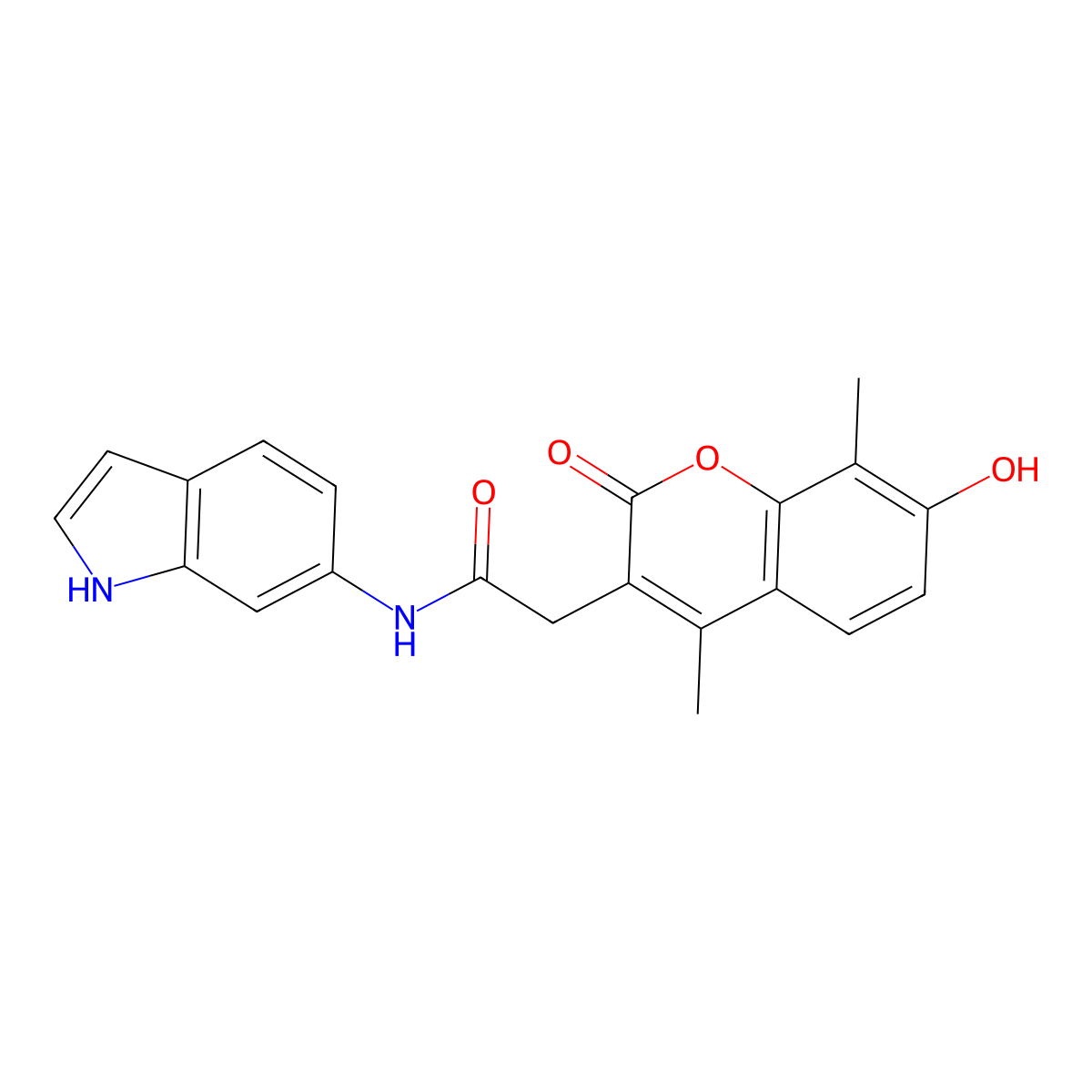 2-(7-hydroxy-4,8-dimethyl-2-oxo-2H-chromen-3-yl)-N-(1H-indol-6-yl)acetamide molecular structure, CAS 1144479-37-7