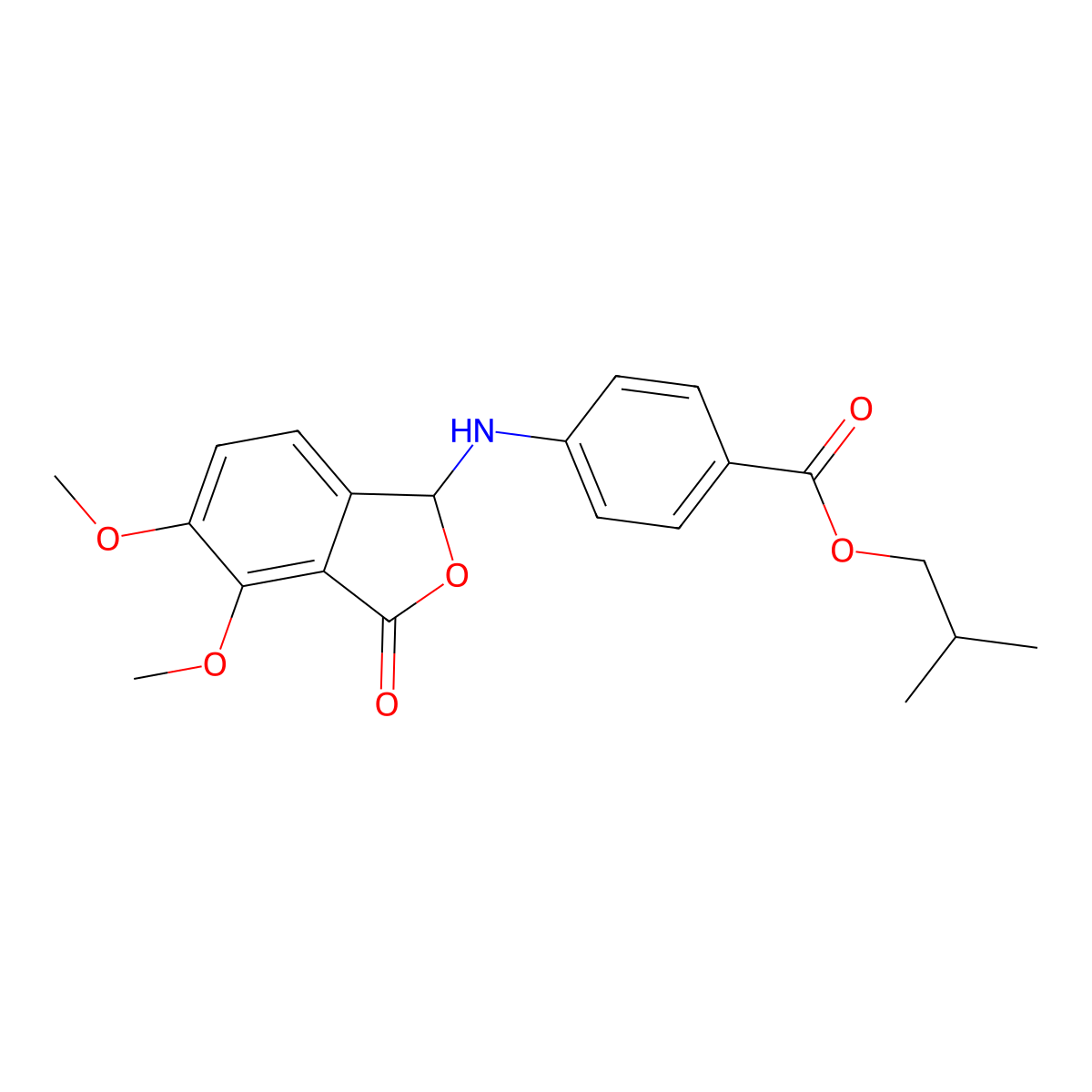2-Methylpropyl 4-[(4,5-dimethoxy-3-oxo-1,3-dihydro-2-benzofuran-1-yl)amino]benzoate molecular structure, CAS 1144479-44-6