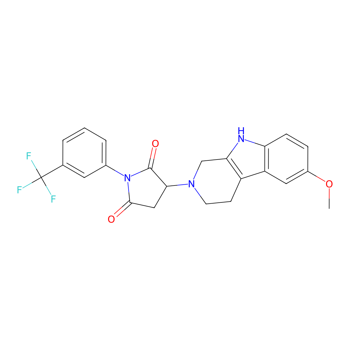 3-(6-methoxy-1,3,4,9-tetrahydro-2H-beta-carbolin-2-yl)-1-[3-(trifluoromethyl)phenyl]pyrrolidine-2,5-dione molecular structure, CAS 1144479-45-7