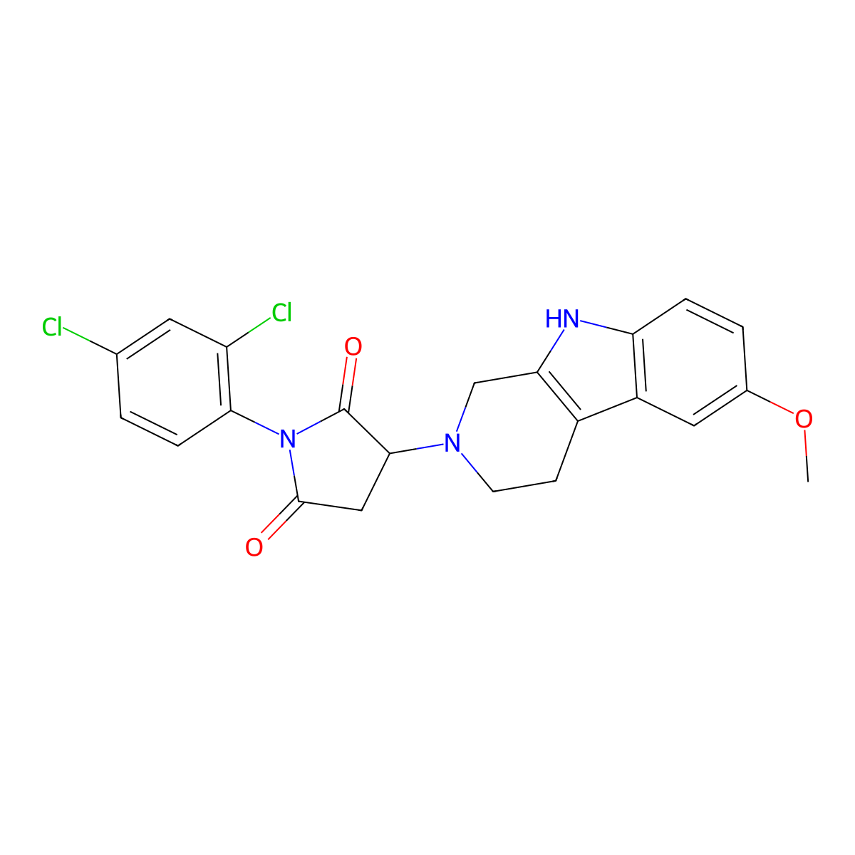 1-(2,4-dichlorophenyl)-3-(6-methoxy-1,3,4,9-tetrahydro-2H-beta-carbolin-2-yl)pyrrolidine-2,5-dione molecular structure, CAS 1144479-48-0