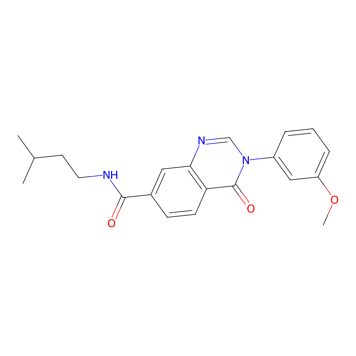 3-(3-methoxyphenyl)-N-(3-methylbutyl)-4-oxo-3,4-dihydroquinazoline-7-carboxamide molecular structure, CAS 1144479-52-6