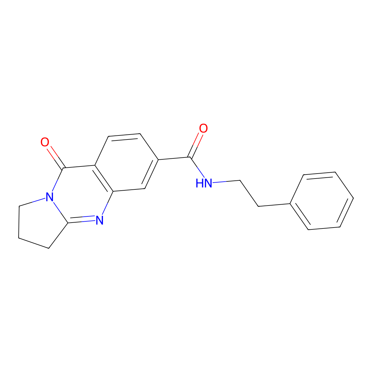9-oxo-N-(2-phenylethyl)-1,2,3,9-tetrahydropyrrolo[2,1-b]quinazoline-6-carboxamide molecular structure, CAS 1144479-57-1