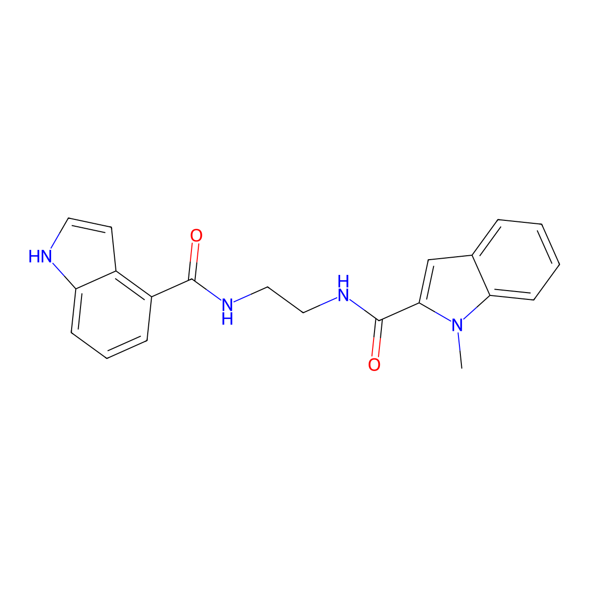 N-{2-[(1H-indol-4-ylcarbonyl)amino]ethyl}-1-methyl-1H-indole-2-carboxamide molecular structure, CAS 1144479-59-3