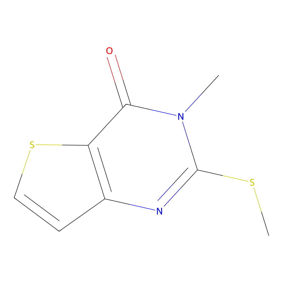 3-methyl-2-(methylsulfanyl)-3H,4H-thieno[3,2-d]pyrimidin-4-one molecular structure, CAS 1144479-73-1