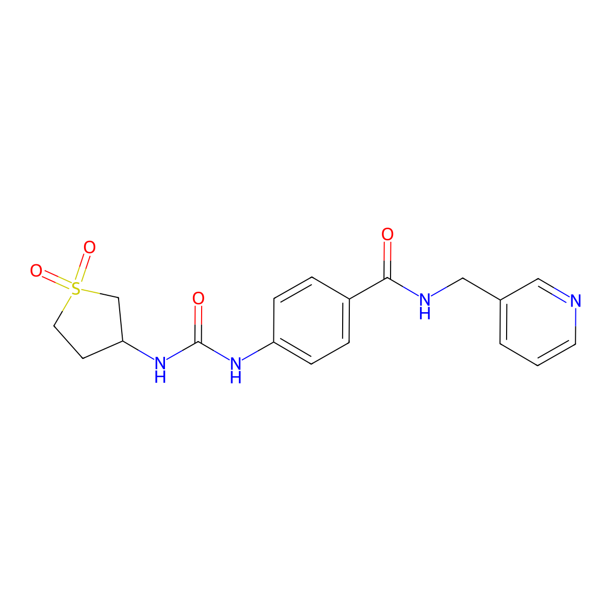 4-{[(1,1-dioxidotetrahydrothiophen-3-yl)carbamoyl]amino}-N-(pyridin-3-ylmethyl)benzamide molecular structure, CAS 1144479-80-0