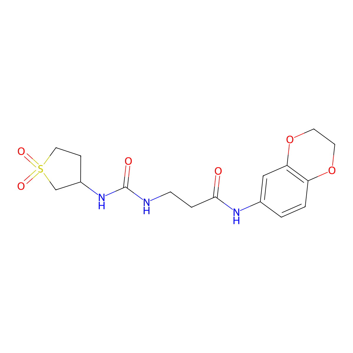 N-(2,3-dihydro-1,4-benzodioxin-6-yl)-N~3~-[(1,1-dioxidotetrahydrothiophen-3-yl)carbamoyl]-beta-alaninamide molecular structure, CAS 1144479-90-2