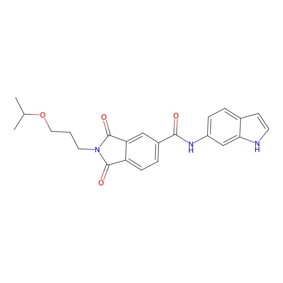 N-(1H-indol-6-yl)-1,3-dioxo-2-[3-(propan-2-yloxy)propyl]-2,3-dihydro-1H-isoindole-5-carboxamide molecular structure, CAS 1144479-96-8