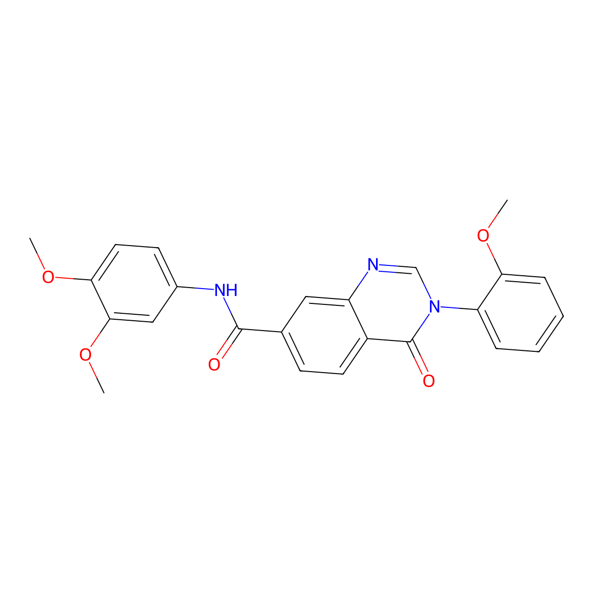 N-(3,4-dimethoxyphenyl)-3-(2-methoxyphenyl)-4-oxo-3,4-dihydroquinazoline-7-carboxamide molecular structure, CAS 1144480-05-6