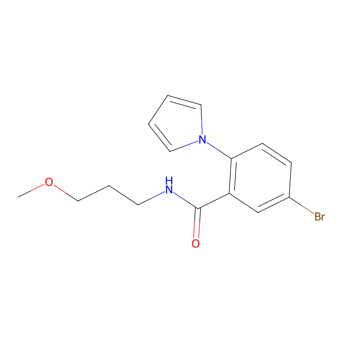 5-bromo-N-(3-methoxypropyl)-2-(1H-pyrrol-1-yl)benzamide molecular structure, CAS 1144480-09-0
