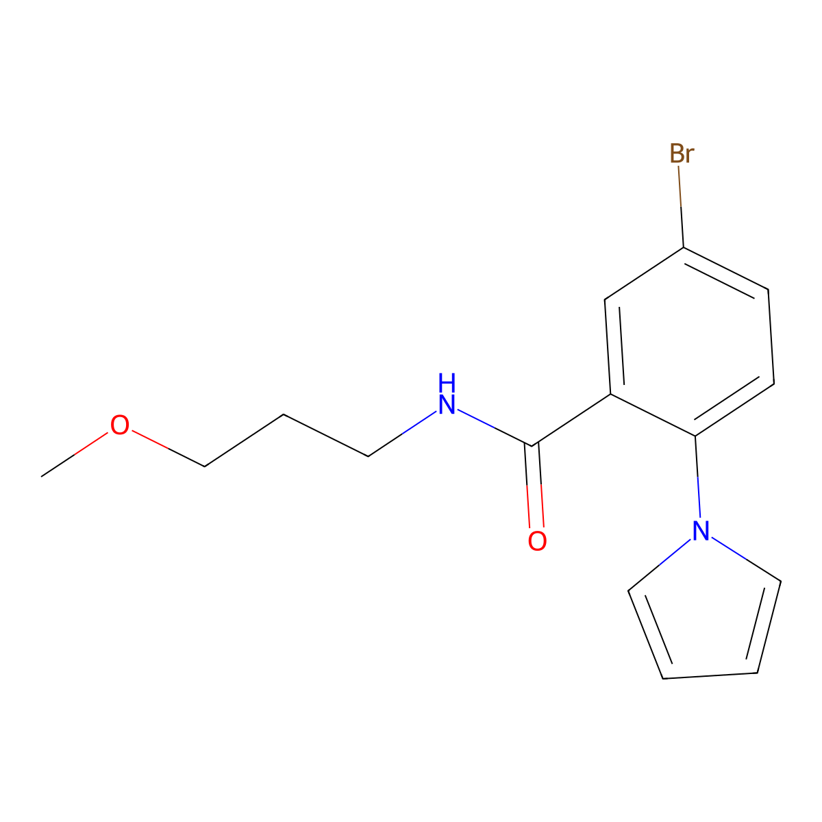 5-bromo-N-(3-methoxypropyl)-2-(1H-pyrrol-1-yl)benzamide molecular structure, CAS 1144480-09-0