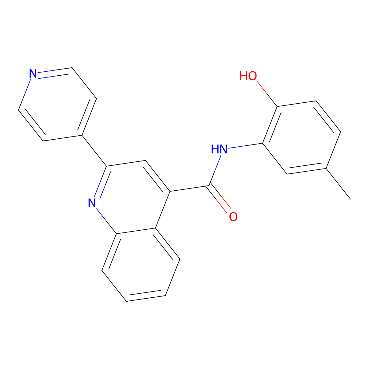 N-(2-hydroxy-5-methylphenyl)-2-(pyridin-4-yl)quinoline-4-carboxamide molecular structure, CAS 1144480-12-5
