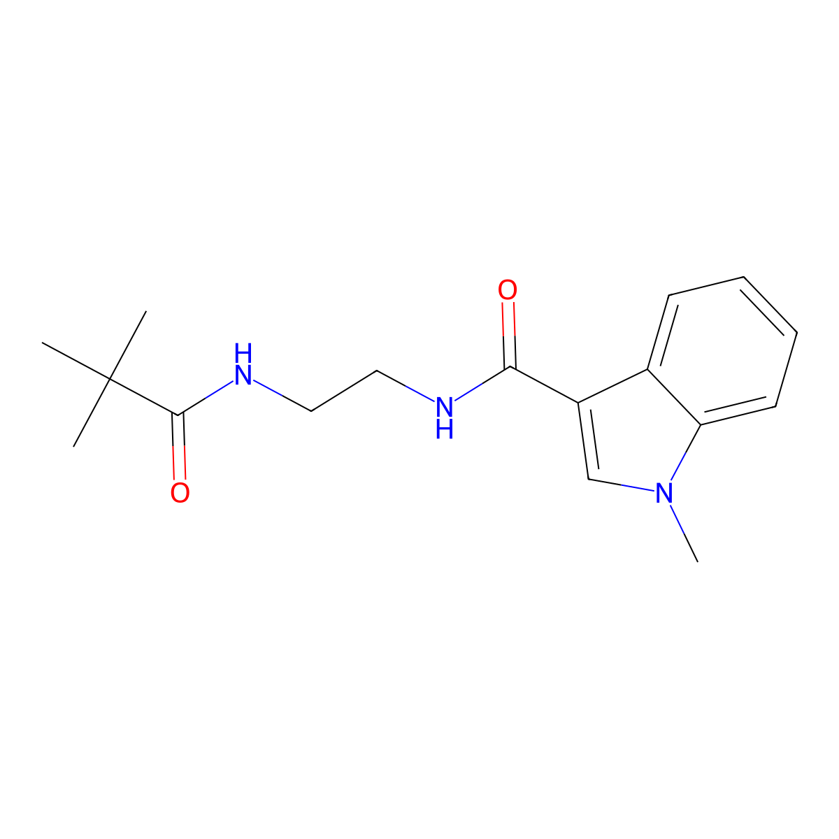 N-{2-[(2,2-dimethylpropanoyl)amino]ethyl}-1-methyl-1H-indole-3-carboxamide molecular structure, CAS 1144480-18-1