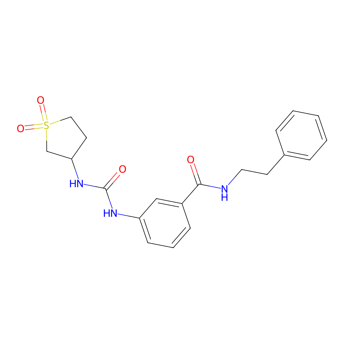 3-{[(1,1-dioxidotetrahydrothiophen-3-yl)carbamoyl]amino}-N-(2-phenylethyl)benzamide molecular structure, CAS 1144480-20-5