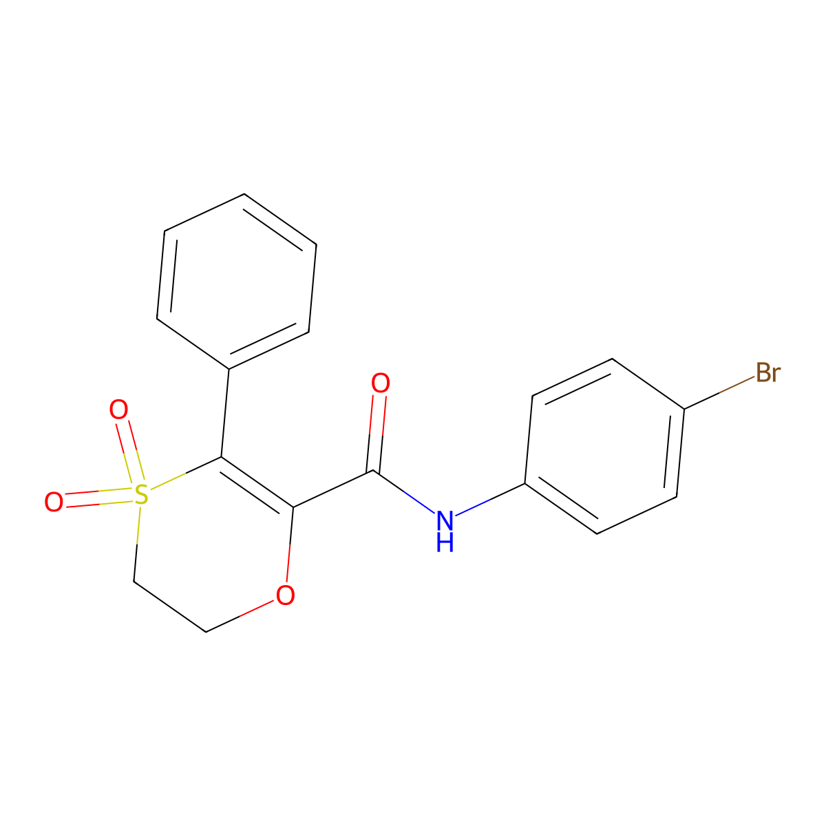 N-(4-bromophenyl)-3-phenyl-5,6-dihydro-1,4-oxathiine-2-carboxamide 4,4-dioxide molecular structure, CAS 1144480-22-7
