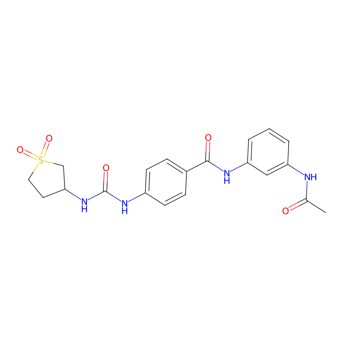 N-[3-(acetylamino)phenyl]-4-{[(1,1-dioxidotetrahydrothiophen-3-yl)carbamoyl]amino}benzamide molecular structure, CAS 1144480-24-9