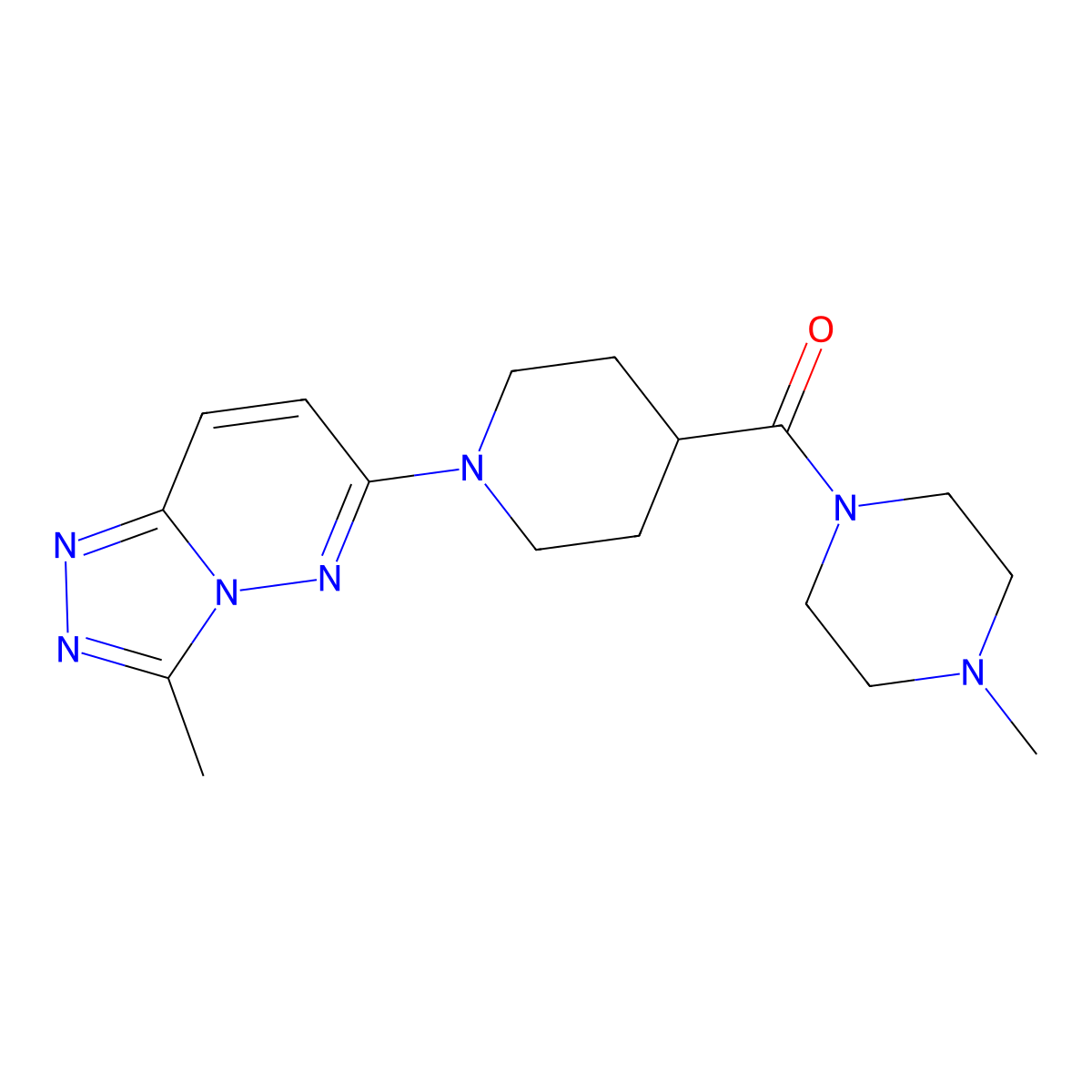(4-Methylpiperazin-1-yl)[1-(3-methyl[1,2,4]triazolo[4,3-b]pyridazin-6-yl)piperidin-4-yl]methanone molecular structure, CAS 1144480-61-4