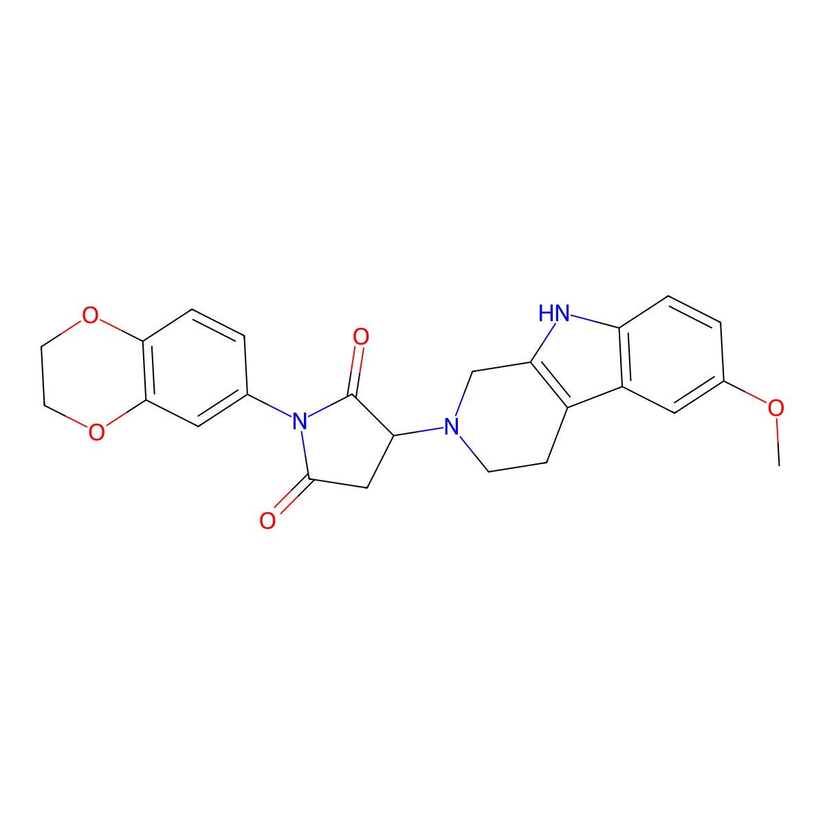 1-(2,3-dihydro-1,4-benzodioxin-6-yl)-3-(6-methoxy-1,3,4,9-tetrahydro-2H-beta-carbolin-2-yl)pyrrolidine-2,5-dione molecular structure, CAS 1144480-94-3