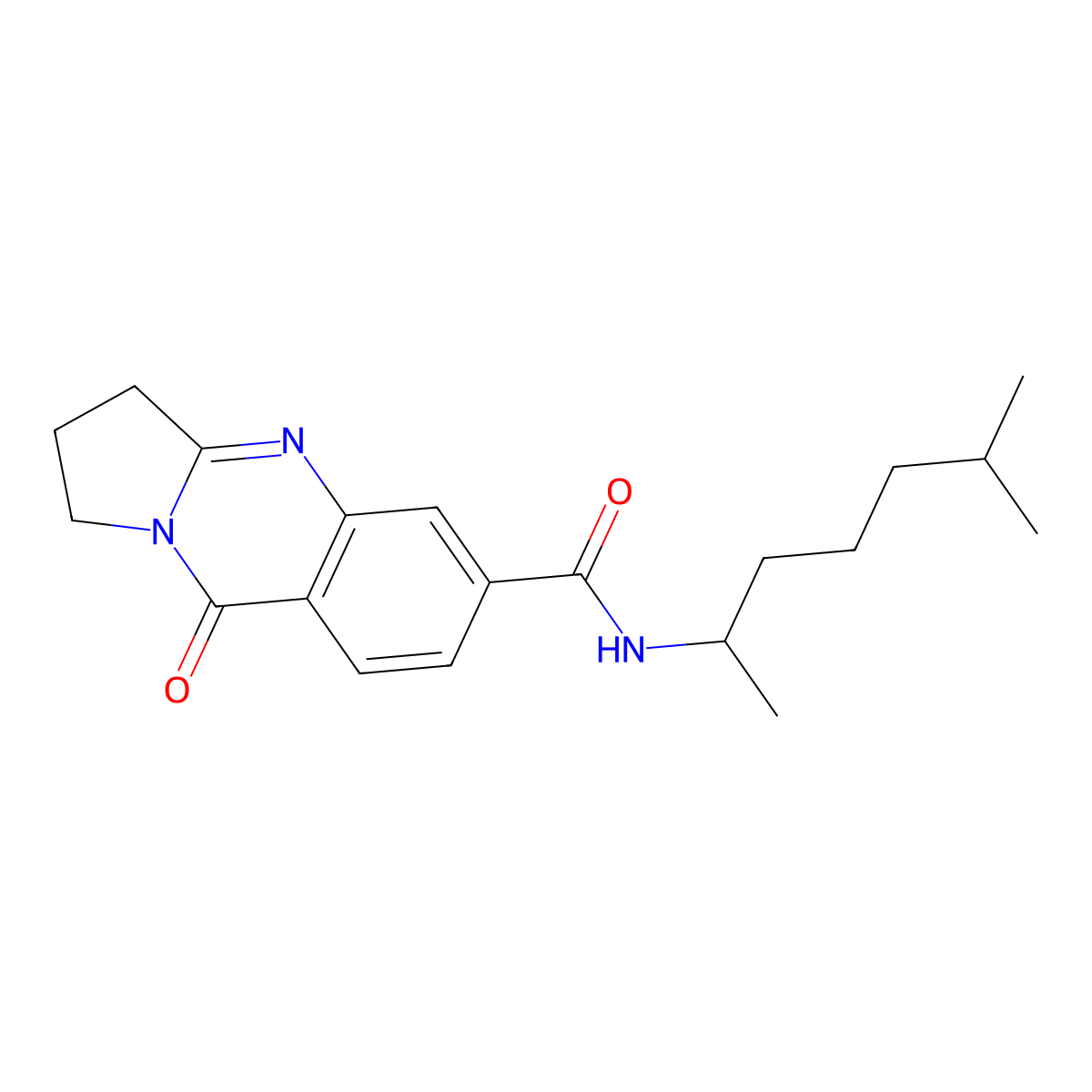 N-(6-methylheptan-2-yl)-9-oxo-1,2,3,9-tetrahydropyrrolo[2,1-b]quinazoline-6-carboxamide molecular structure, CAS 1144481-02-6