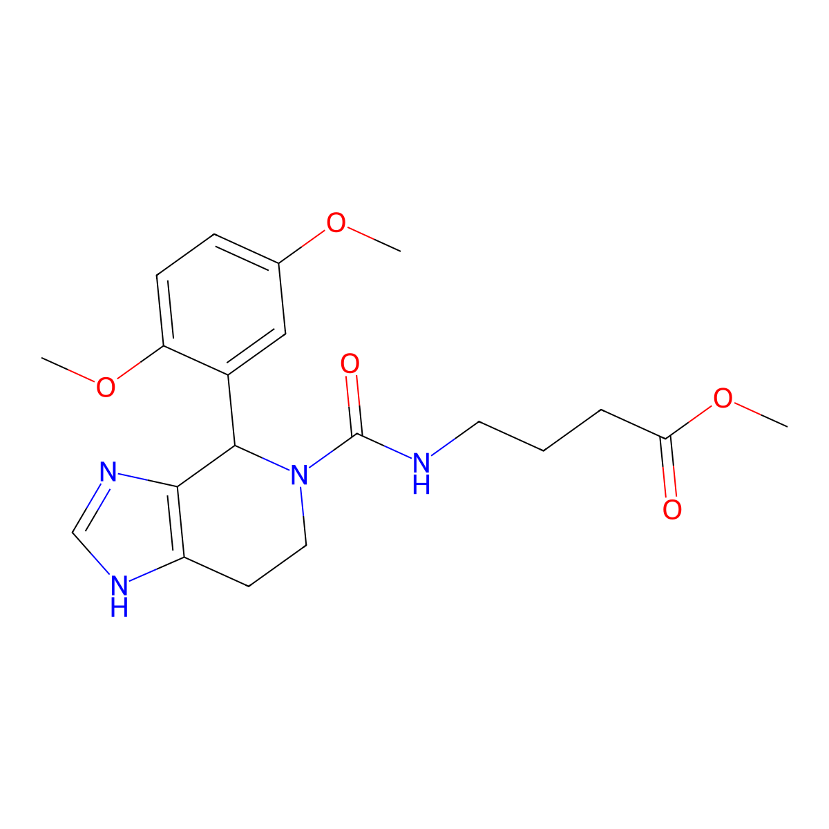 methyl 4-({[4-(2,5-dimethoxyphenyl)-1,4,6,7-tetrahydro-5H-imidazo[4,5-c]pyridin-5-yl]carbonyl}amino)butanoate molecular structure, CAS 1144481-13-9