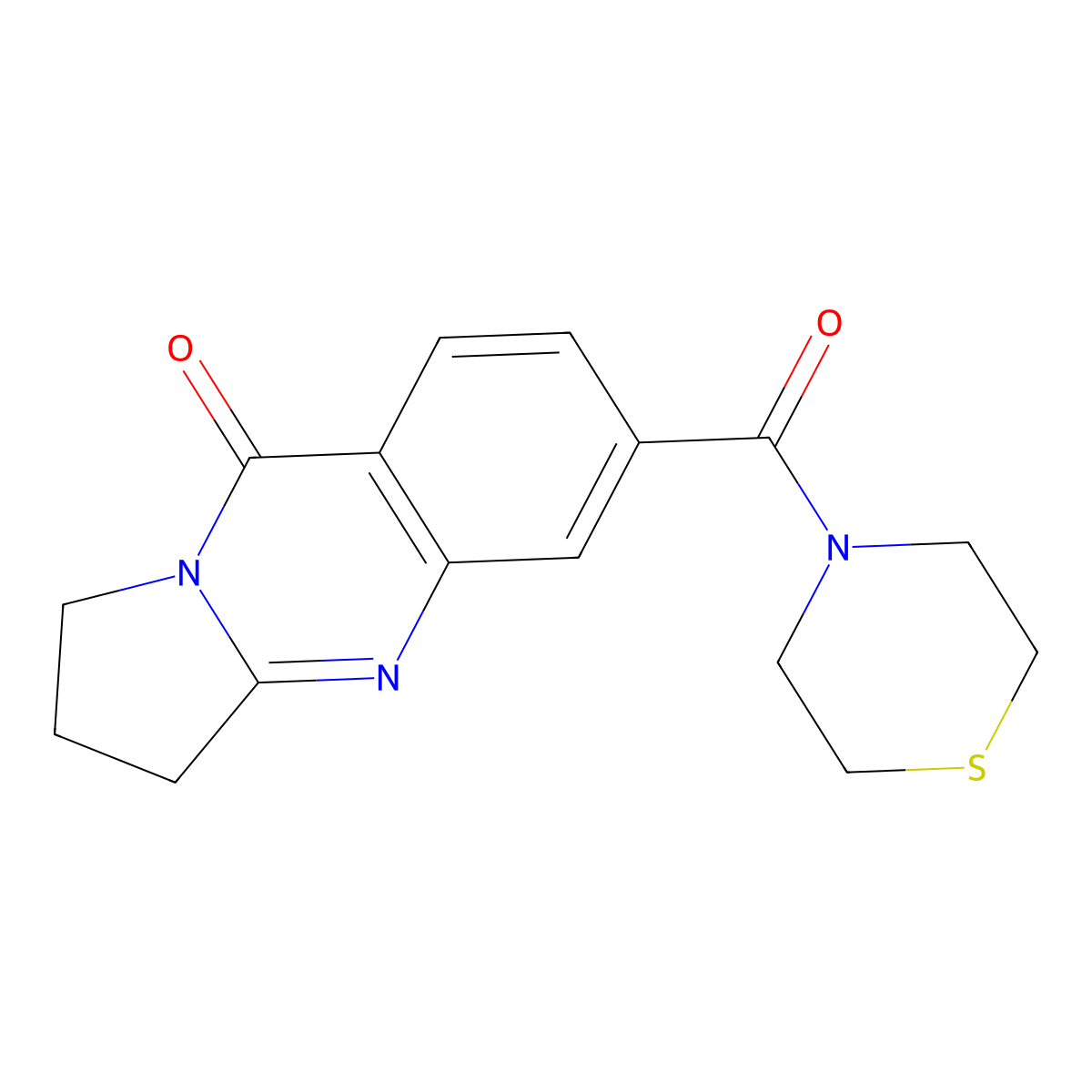 6-(thiomorpholin-4-ylcarbonyl)-2,3-dihydropyrrolo[2,1-b]quinazolin-9(1H)-one molecular structure, CAS 1144481-14-0