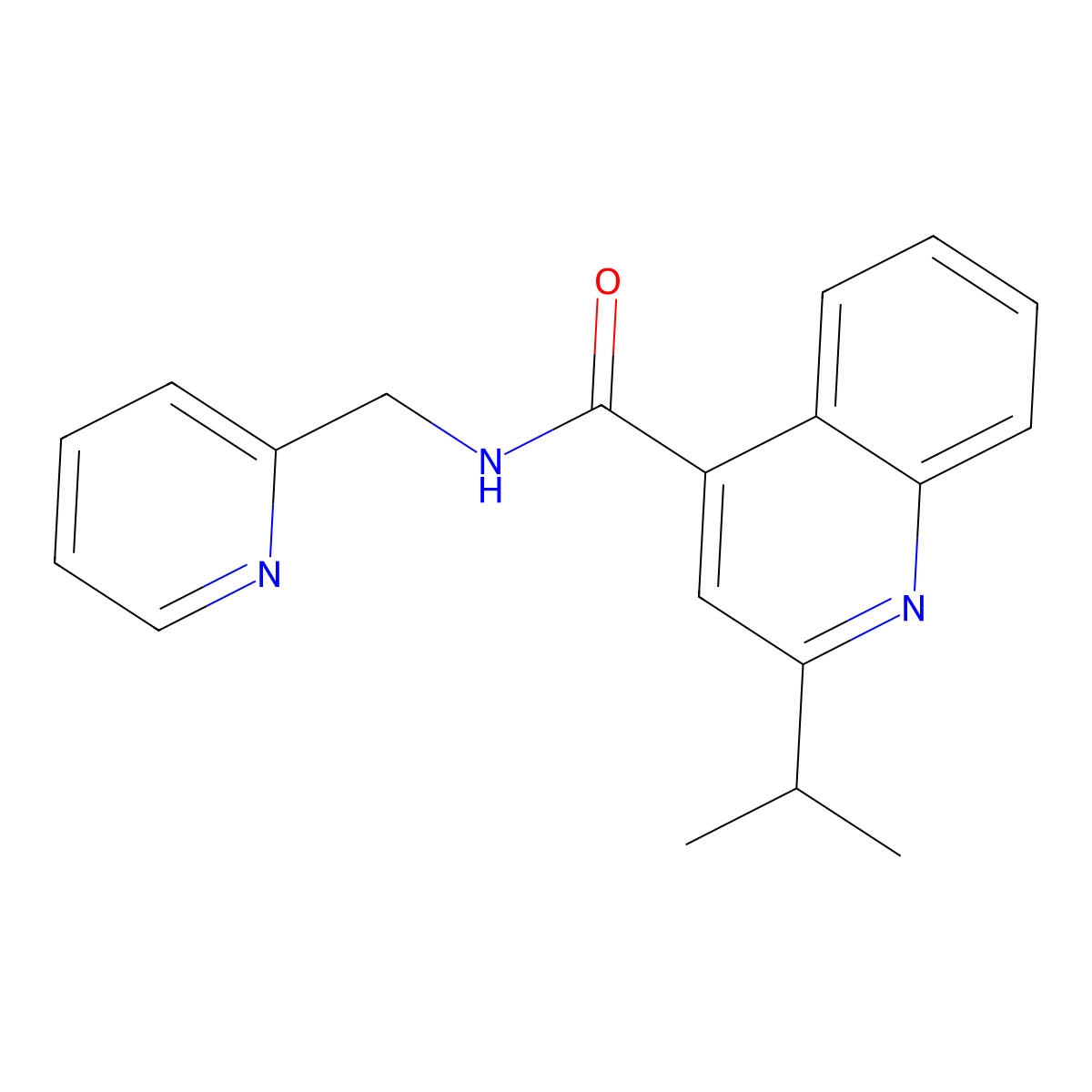 2-(propan-2-yl)-N-(pyridin-2-ylmethyl)quinoline-4-carboxamide molecular structure, CAS 1144481-50-4