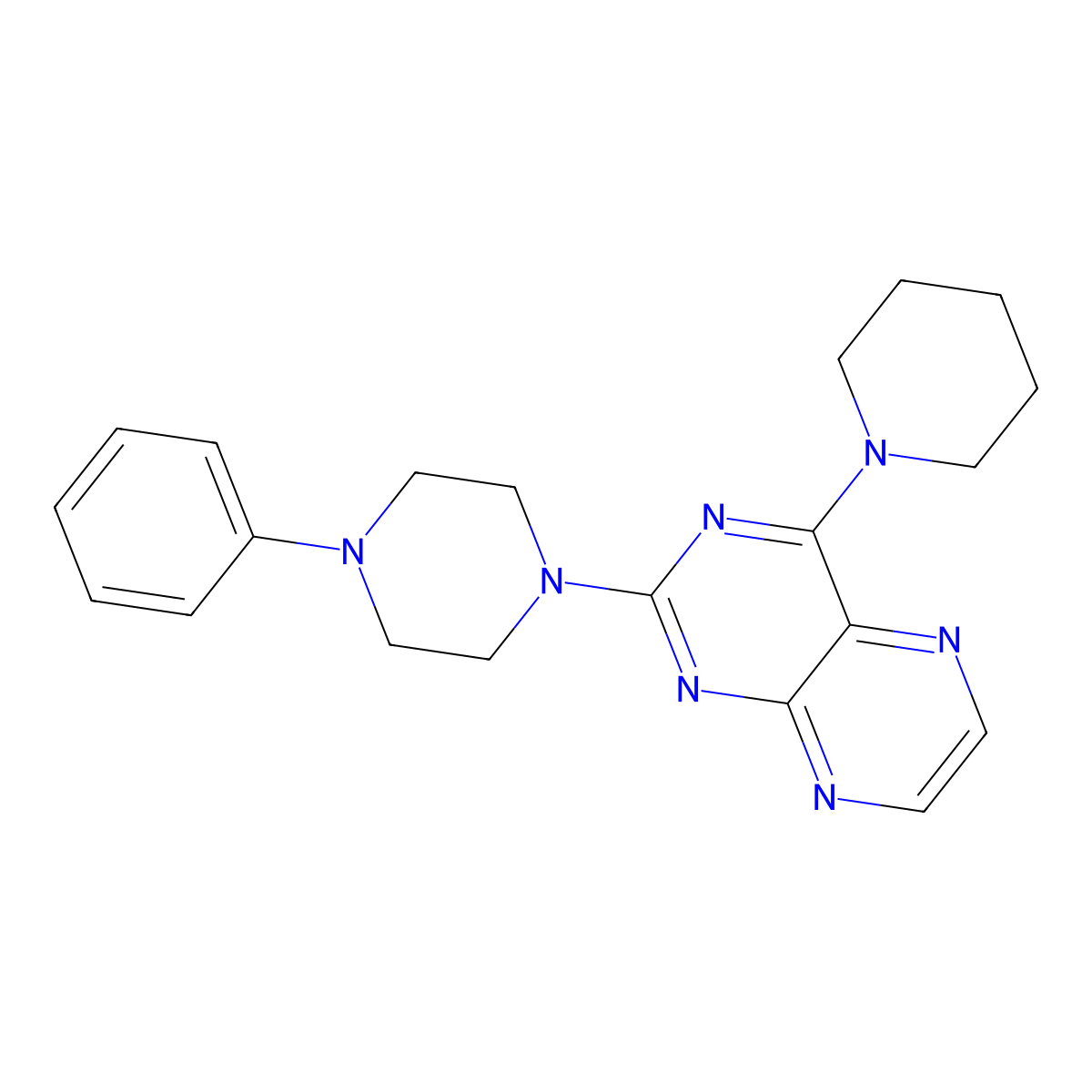 2-(4-Phenylpiperazinyl)-4-piperidylpteridine molecular structure, CAS 1144481-54-8