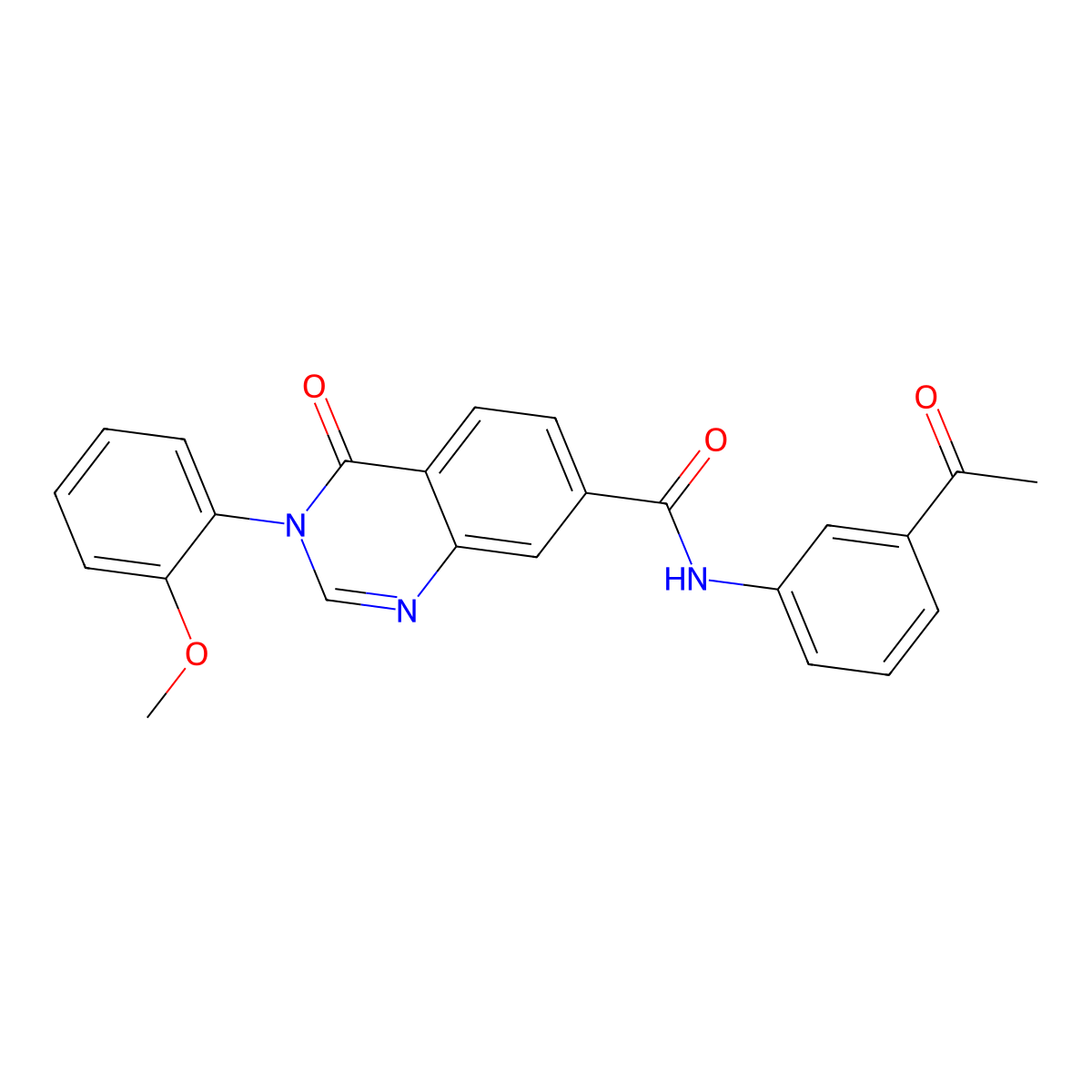 N-(3-acetylphenyl)-3-(2-methoxyphenyl)-4-oxo-3,4-dihydroquinazoline-7-carboxamide molecular structure, CAS 1144481-55-9