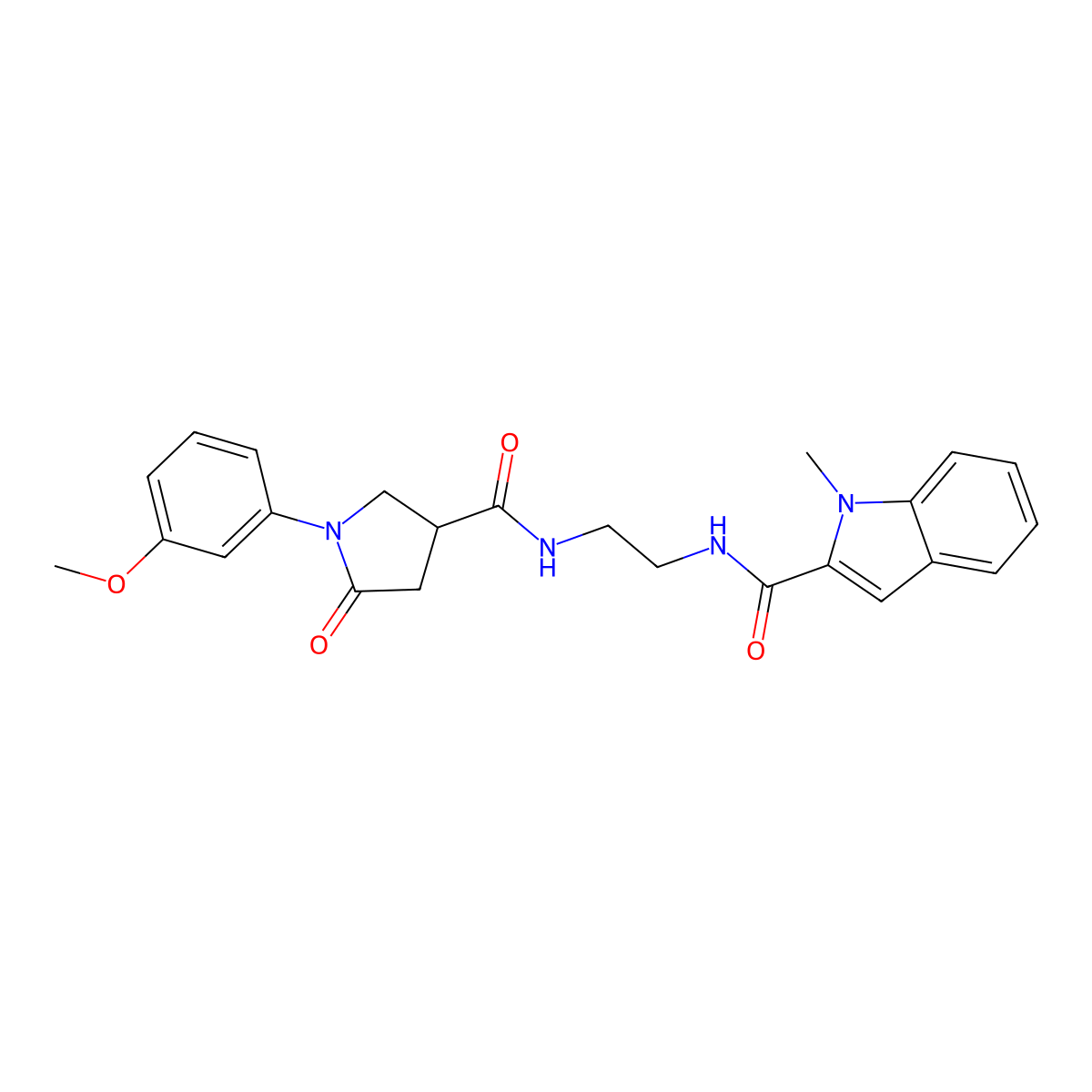 N-[2-({[1-(3-methoxyphenyl)-5-oxopyrrolidin-3-yl]carbonyl}amino)ethyl]-1-methyl-1H-indole-2-carboxamide molecular structure, CAS 1144481-60-6