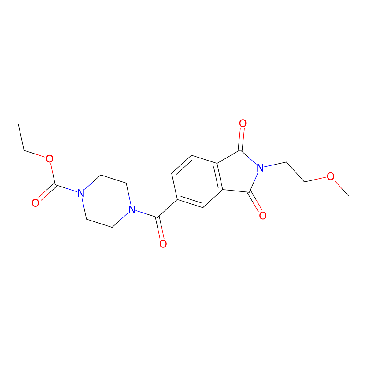 ethyl 4-{[2-(2-methoxyethyl)-1,3-dioxo-2,3-dihydro-1H-isoindol-5-yl]carbonyl}piperazine-1-carboxylate molecular structure, CAS 1144481-64-0