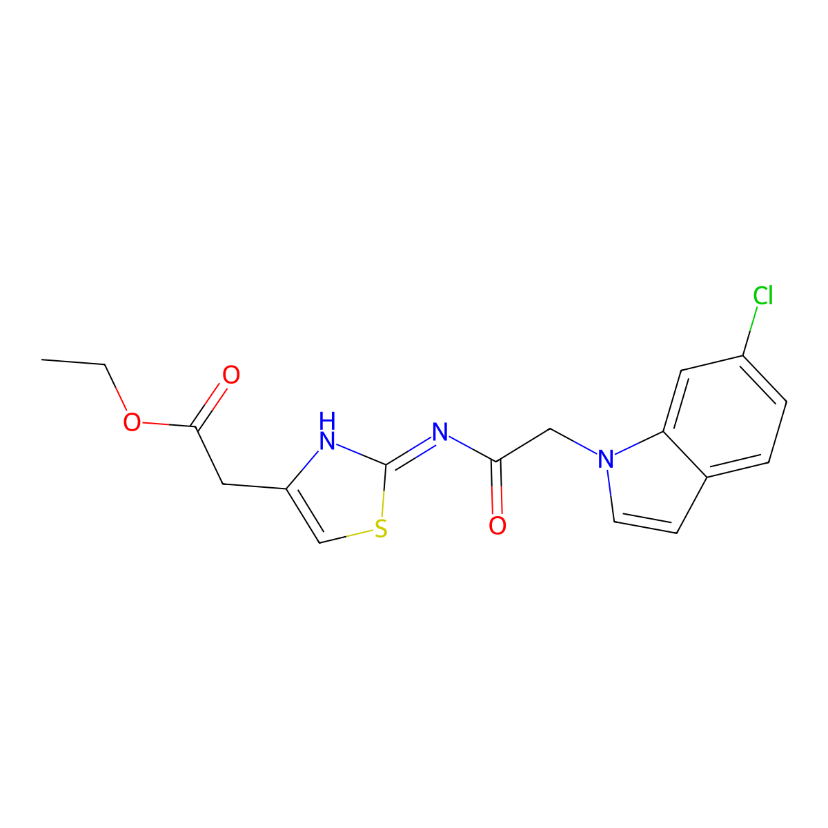 ethyl (2-{[(6-chloro-1H-indol-1-yl)acetyl]amino}-1,3-thiazol-4-yl)acetate molecular structure, CAS 1144481-75-3