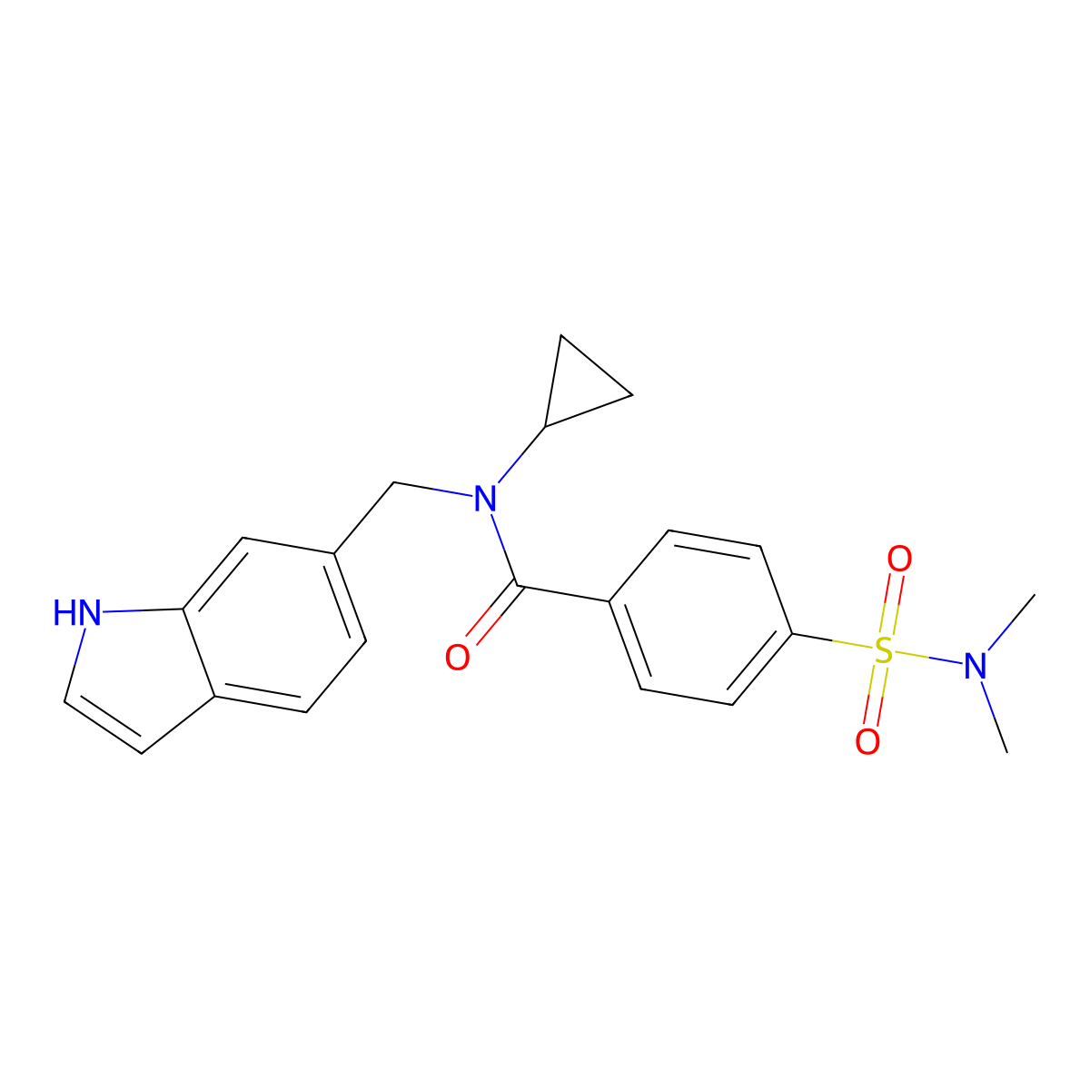 N-((1H-indol-6-yl)methyl)-N-cyclopropyl-4-(N,N-dimethylsulfamoyl)benzamide molecular structure, CAS 1144481-86-6