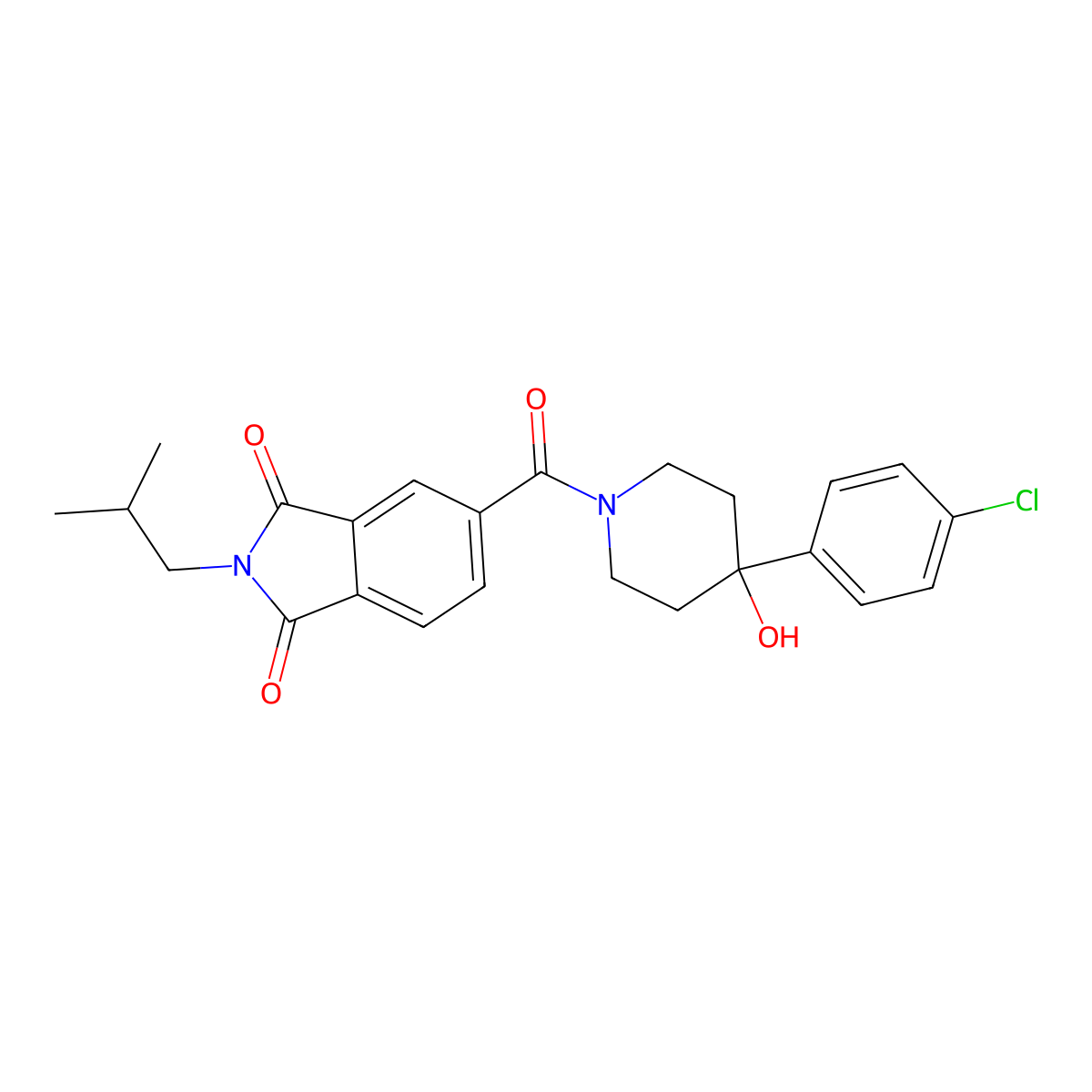 5-{[4-(4-chlorophenyl)-4-hydroxypiperidin-1-yl]carbonyl}-2-(2-methylpropyl)-1H-isoindole-1,3(2H)-dione molecular structure, CAS 1144481-90-2